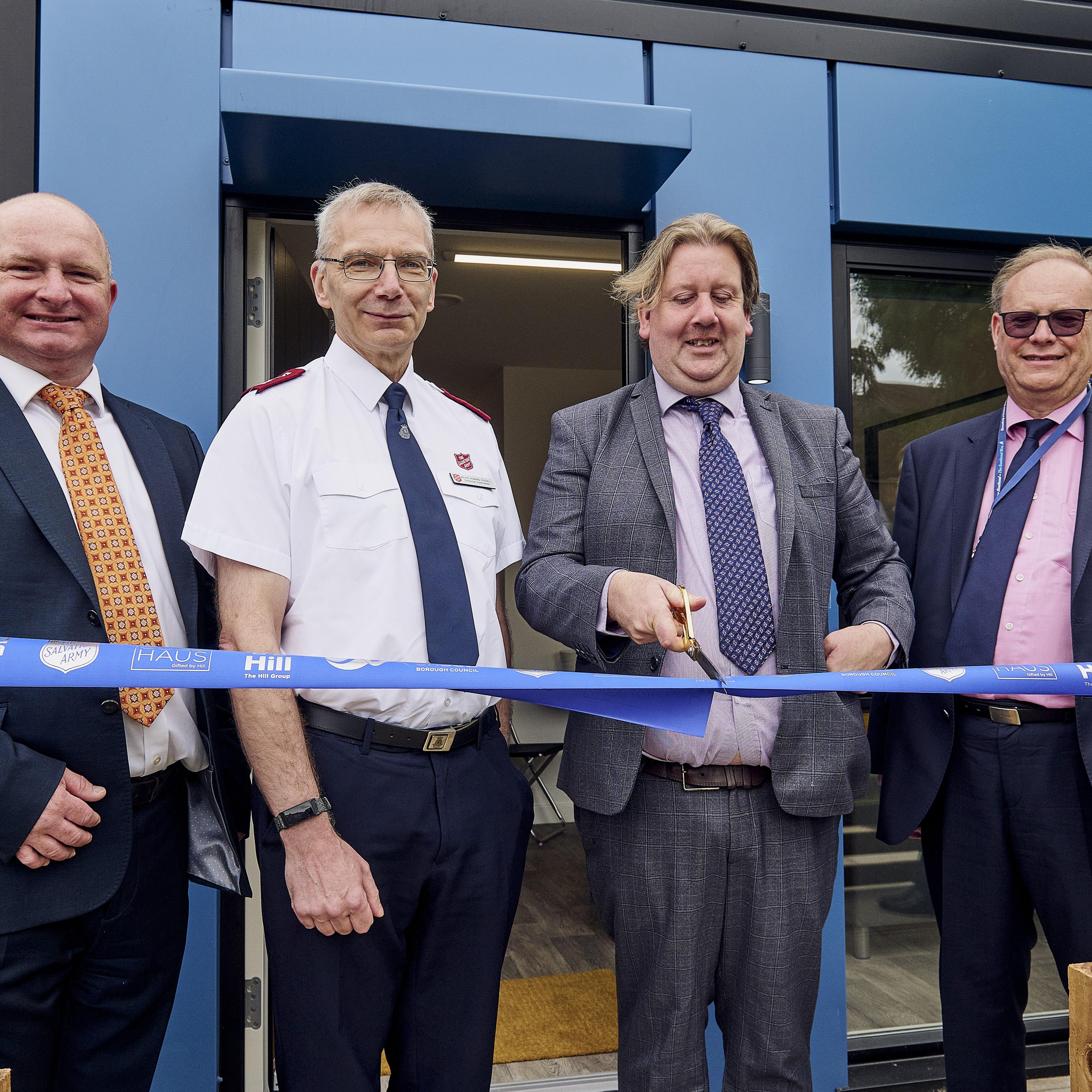 The Hill Group, Salvation Army and Council leader at an opening event for the Solohaus homes.