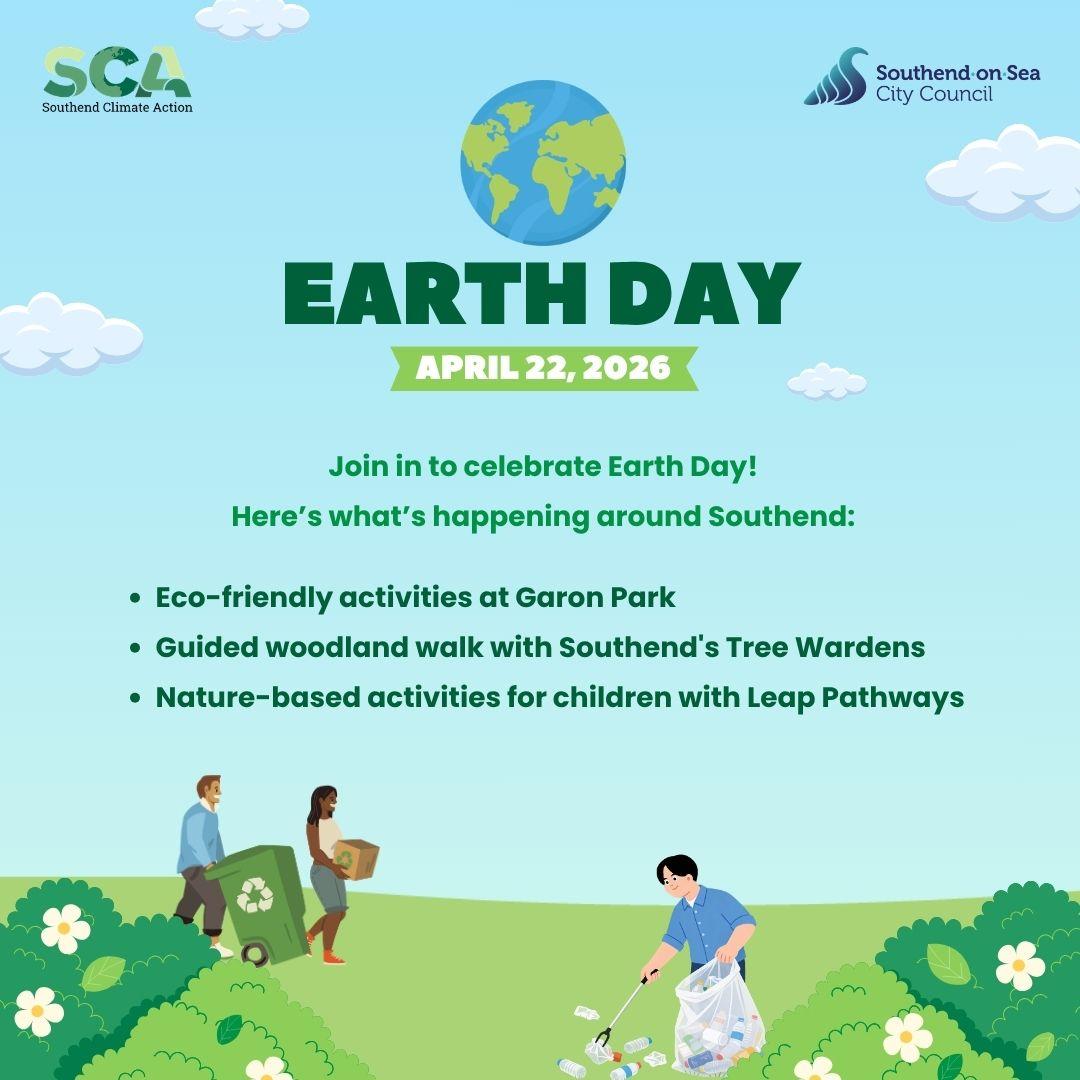 Poster advertising events taking place across southend for earth day