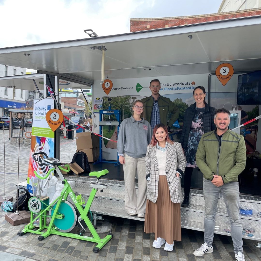 Southend Council officers standing in front of the recycling demo truck.